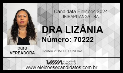 Candidato DRA LIZÂNIA 2024 - IBIRAPITANGA - Eleições