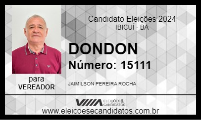 Candidato DONDON 2024 - IBICUÍ - Eleições