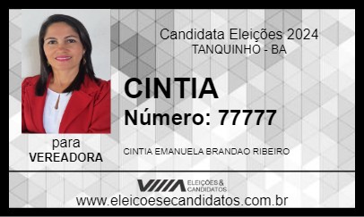 Candidato CINTIA 2024 - TANQUINHO - Eleições