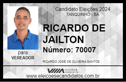 Candidato RICARDO DE JAILTON 2024 - TANQUINHO - Eleições