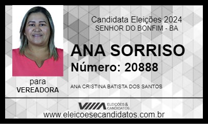 Candidato ANA SORRISO 2024 - SENHOR DO BONFIM - Eleições