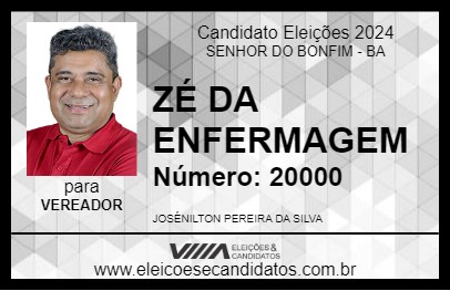 Candidato ZÉ DA ENFERMAGEM 2024 - SENHOR DO BONFIM - Eleições