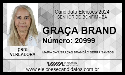 Candidato GRAÇA BRAND 2024 - SENHOR DO BONFIM - Eleições