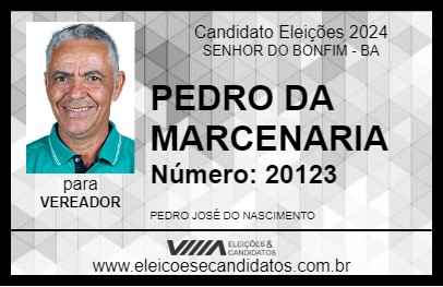 Candidato PEDRO DA MARCENARIA 2024 - SENHOR DO BONFIM - Eleições