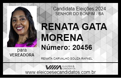 Candidato RENATA GATA MORENA 2024 - SENHOR DO BONFIM - Eleições