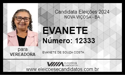 Candidato EVANETE 2024 - NOVA VIÇOSA - Eleições