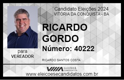 Candidato RICARDO GORDO 2024 - VITÓRIA DA CONQUISTA - Eleições