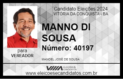 Candidato MANNO DI SOUSA 2024 - VITÓRIA DA CONQUISTA - Eleições