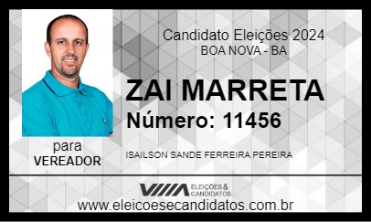 Candidato ZAI MARRETA 2024 - BOA NOVA - Eleições