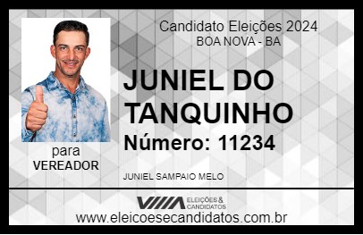 Candidato JUNIEL DO TANQUINHO 2024 - BOA NOVA - Eleições