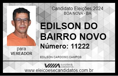 Candidato EDILSON DO BAIRRO NOVO 2024 - BOA NOVA - Eleições