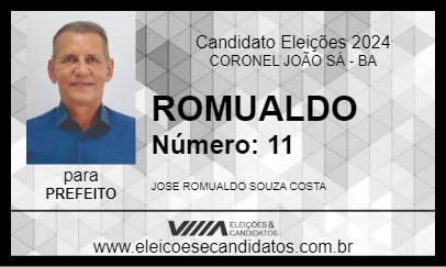 Candidato ROMUALDO 2024 - CORONEL JOÃO SÁ - Eleições