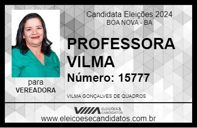 Candidato PROFESSORA VILMA 2024 - BOA NOVA - Eleições