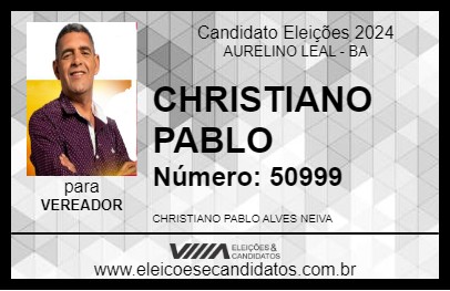 Candidato CHRISTIANO PABLO 2024 - AURELINO LEAL - Eleições