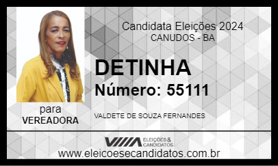 Candidato DETINHA 2024 - CANUDOS - Eleições