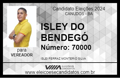 Candidato ISLEY DO BENDEGÓ 2024 - CANUDOS - Eleições