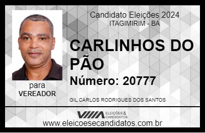 Candidato CARLINHOS DO PÃO 2024 - ITAGIMIRIM - Eleições