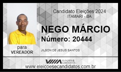 Candidato NEGO MÁRCIO 2024 - ITAMARI - Eleições