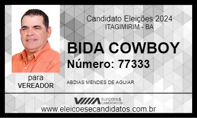 Candidato BIDA COWBOY 2024 - ITAGIMIRIM - Eleições