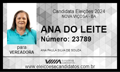 Candidato ANA DO LEITE 2024 - NOVA VIÇOSA - Eleições