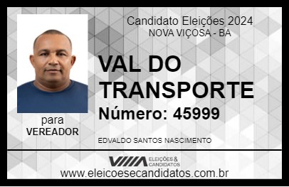 Candidato VAL DO TRANSPORTE 2024 - NOVA VIÇOSA - Eleições