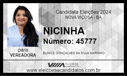 Candidato NICINHA 2024 - NOVA VIÇOSA - Eleições