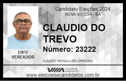 Candidato CLAUDIO DO TREVO 2024 - NOVA VIÇOSA - Eleições