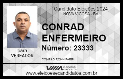 Candidato CONRAD ENFERMEIRO 2024 - NOVA VIÇOSA - Eleições