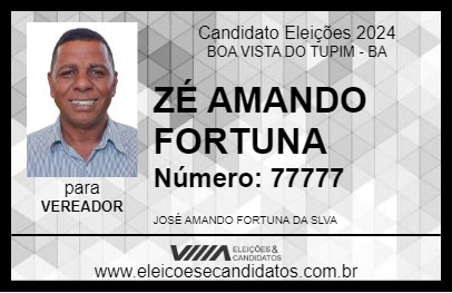 Candidato ZÉ AMANDO FORTUNA 2024 - BOA VISTA DO TUPIM - Eleições