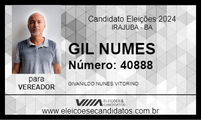 Candidato GILL NUNES 2024 - IRAJUBA - Eleições