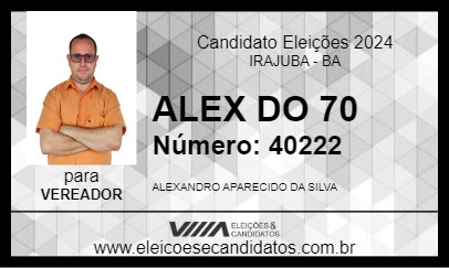 Candidato ALEX DO 70 2024 - IRAJUBA - Eleições