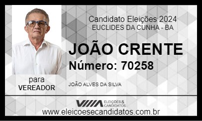 Candidato JOÃO CRENTE 2024 - EUCLIDES DA CUNHA - Eleições