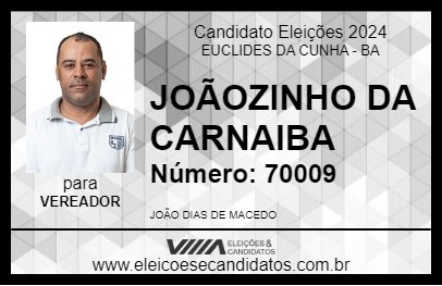 Candidato JOÃOZINHO DA CARNAIBA 2024 - EUCLIDES DA CUNHA - Eleições