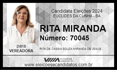 Candidato RITA MIRANDA 2024 - EUCLIDES DA CUNHA - Eleições