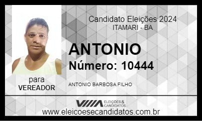 Candidato ANTONIO 2024 - ITAMARI - Eleições