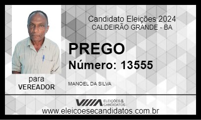 Candidato PREGO 2024 - CALDEIRÃO GRANDE - Eleições