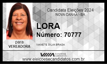 Candidato LORA DO BROGODÓ 2024 - NOVA CANAÃ - Eleições