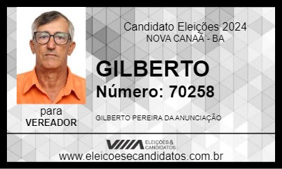 Candidato GILBERTO DO RIACHINHO 2024 - NOVA CANAÃ - Eleições