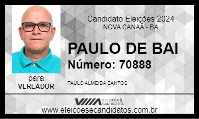 Candidato PAULO DE BAI 2024 - NOVA CANAÃ - Eleições