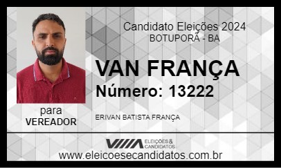 Candidato VAN FRANÇA 2024 - BOTUPORÃ - Eleições