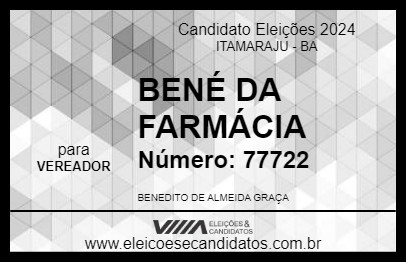 Candidato BENÉ DA FARMÁCIA 2024 - ITAMARAJU - Eleições