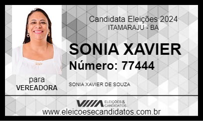 Candidato SONIA XAVIER 2024 - ITAMARAJU - Eleições