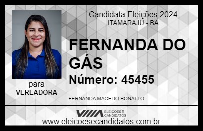 Candidato FERNANDA DO GÁS 2024 - ITAMARAJU - Eleições