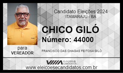 Candidato CHICO GILÓ 2024 - ITAMARAJU - Eleições