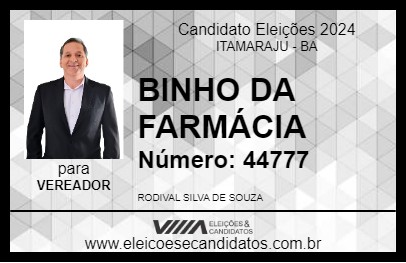 Candidato BINHO DA FARMÁCIA 2024 - ITAMARAJU - Eleições