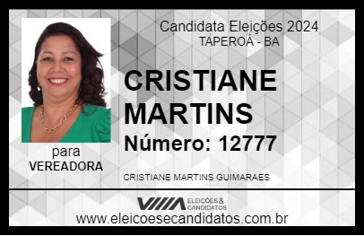 Candidato CRISTIANE MARTINS 2024 - TAPEROÁ - Eleições