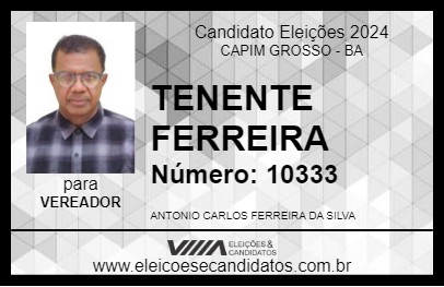 Candidato TENENTE FERREIRA 2024 - CAPIM GROSSO - Eleições