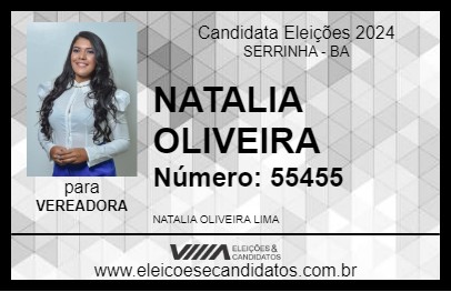 Candidato NATALIA OLIVEIRA 2024 - SERRINHA - Eleições