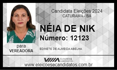 Candidato NÉIA DE NIK 2024 - CATURAMA - Eleições