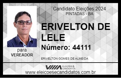 Candidato ERIVELTON DE LELE 2024 - PINTADAS - Eleições